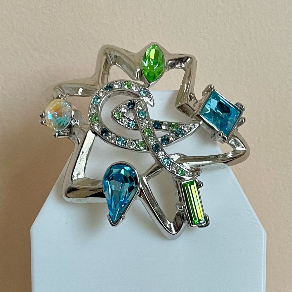 Vintage Signed Christian Lacroix Silver Plated Star Brooch With Rhinestones RARE